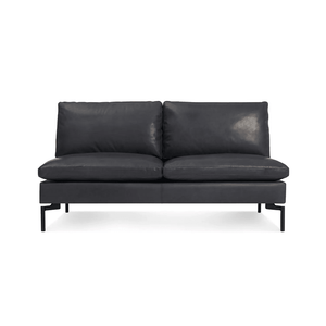 New Standard Armless Sofa Sofa BluDot Granite Leather - Black Legs 