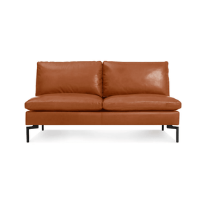 New Standard Armless Sofa Sofa BluDot Toffee Leather - Black Legs 