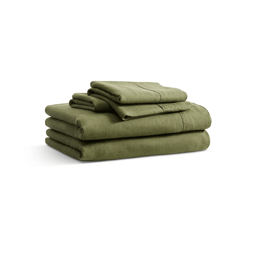 Blu Dot Stone Washed Linen Sheet Set Blu Dot - Beds BluDot Full Loden Green 