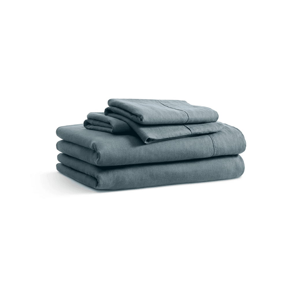 Blu Dot Stone Washed Linen Sheet Set Blu Dot - Beds BluDot King Grey Blue 