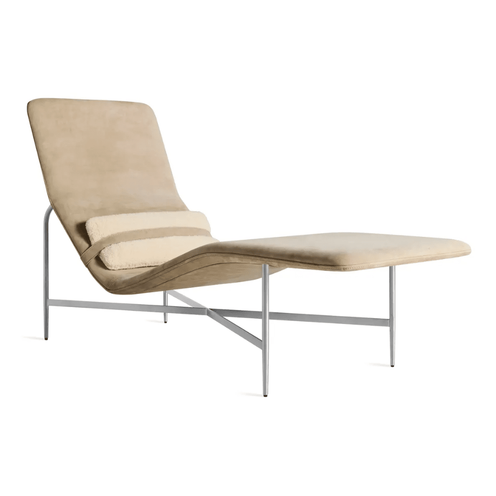 Deep Thoughts Leather Chaise lounge chair BluDot Stone Leather 