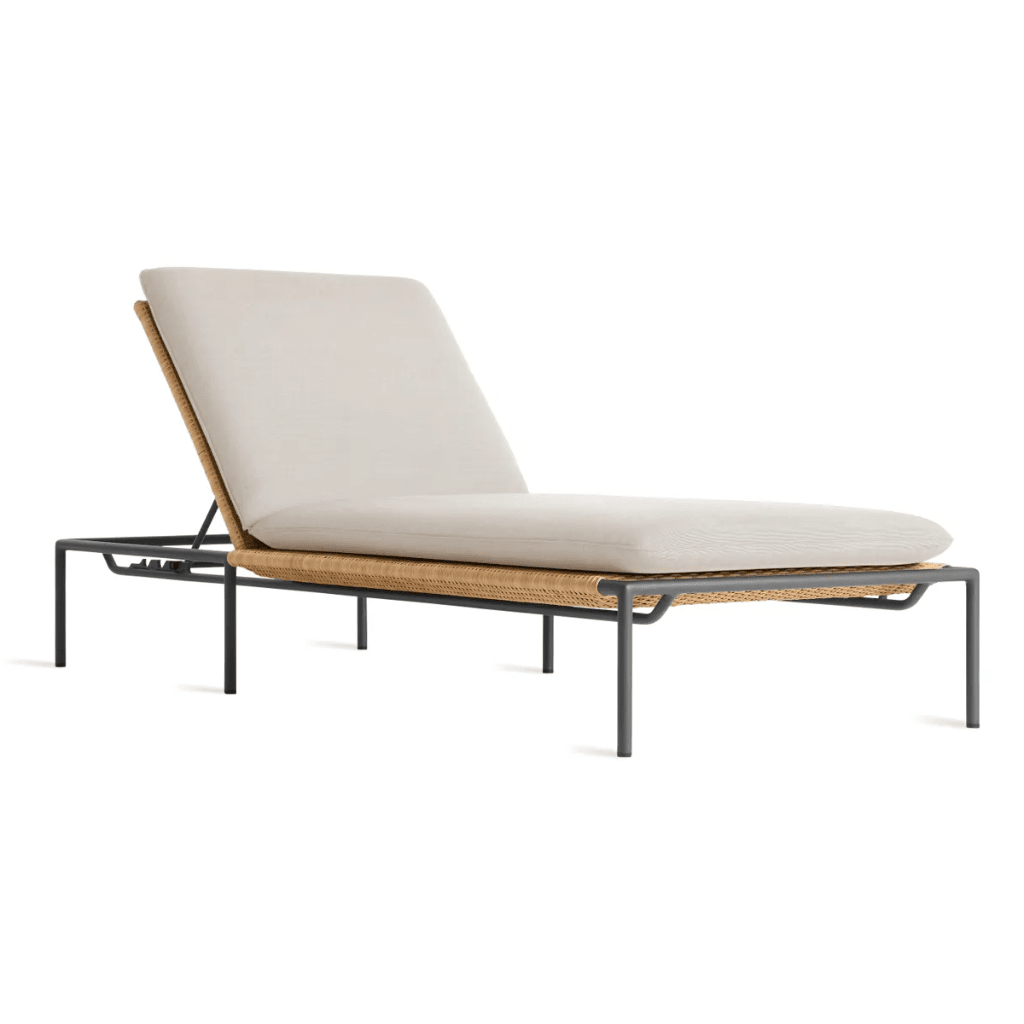 Dog Days Outdoor Sun Lounger Lounge Chair BluDot Sunbrella Linen / Charcoal 