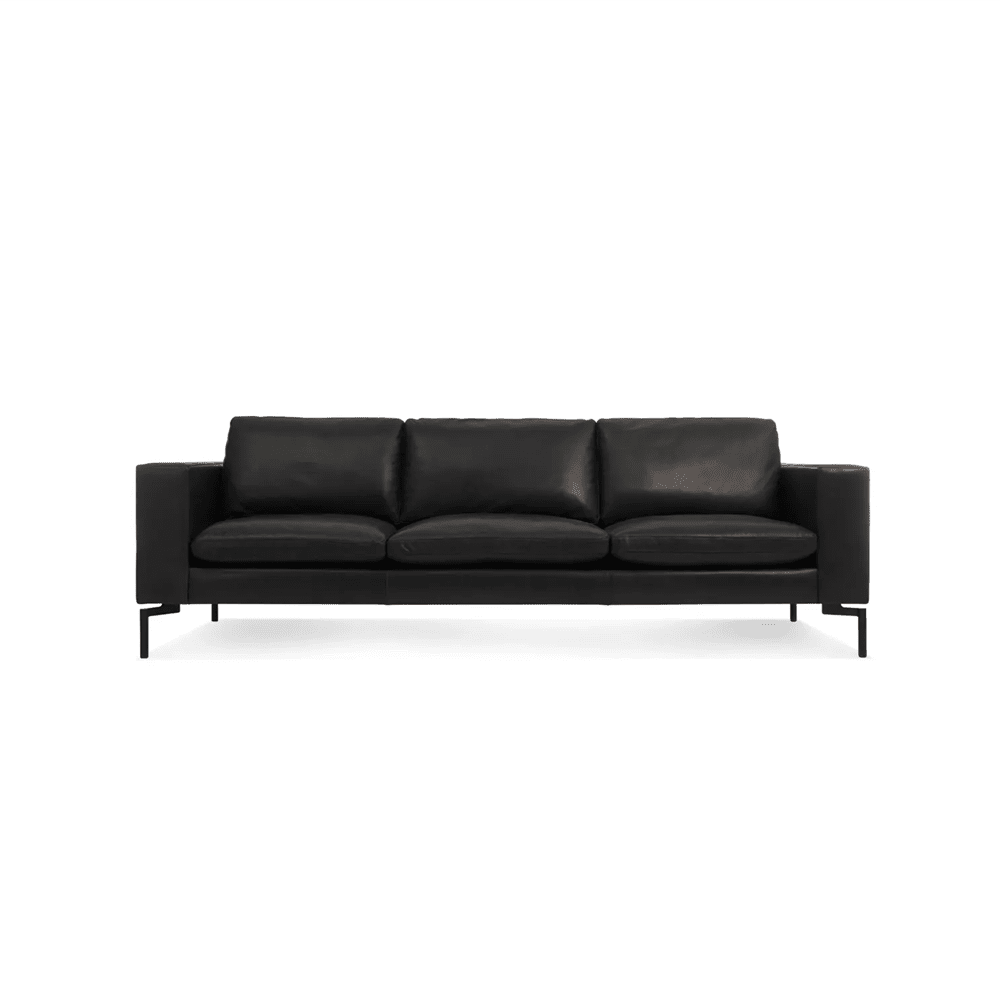 New Standard 92" Sofa Sofa BluDot Granite Leather - Black Legs 