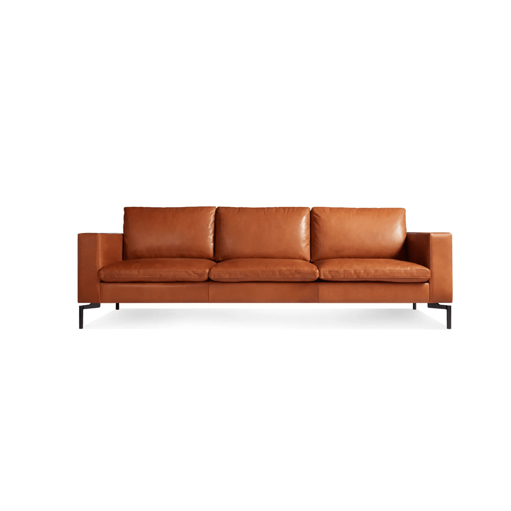 New Standard 92" Sofa Sofa BluDot Toffee Leather - Black Legs 