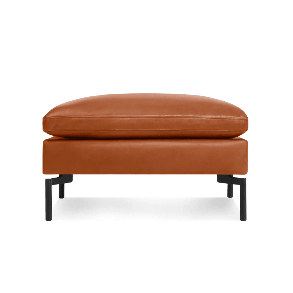 New Standard Ottoman ottomans BluDot Toffee Leather - Black Legs 