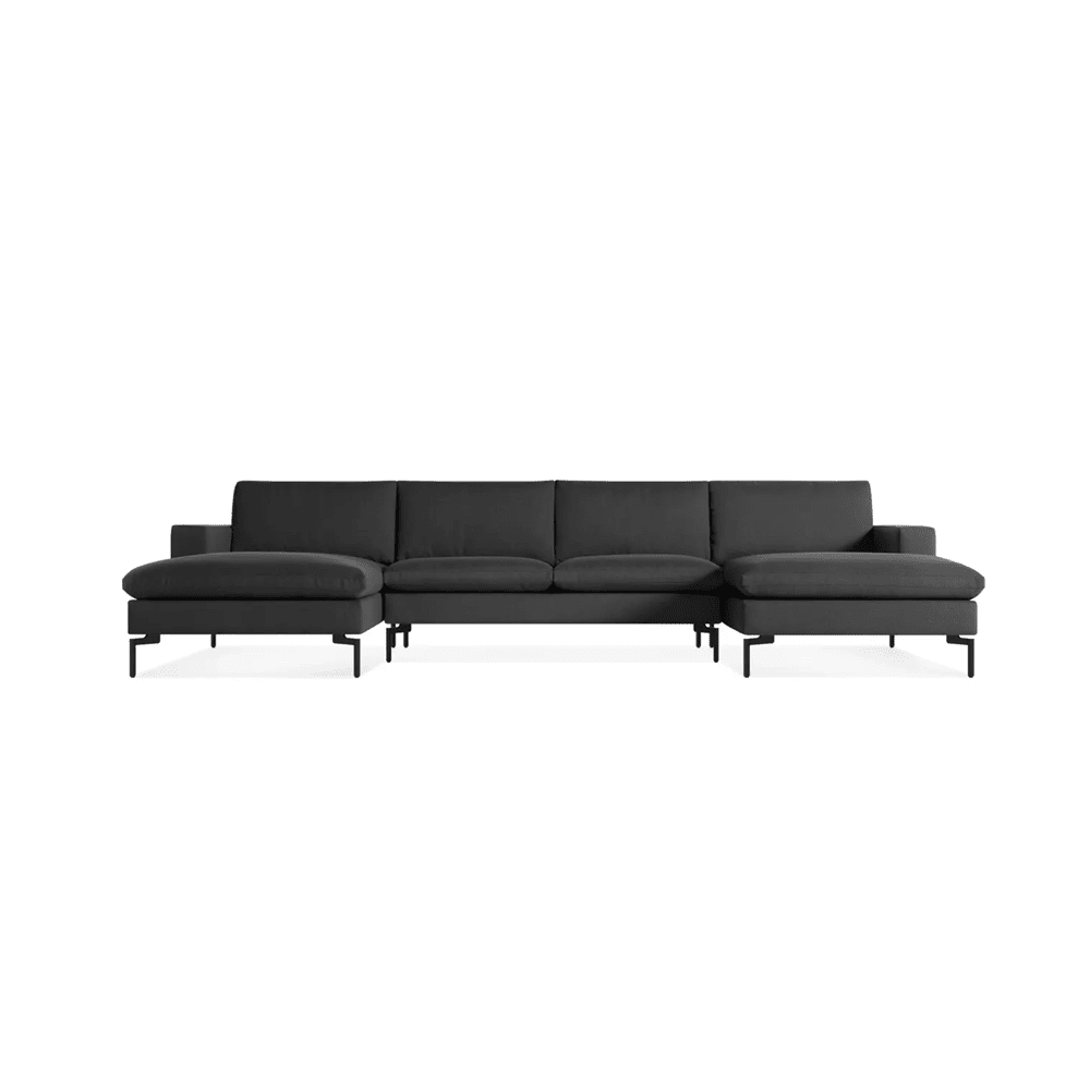 New Standard Sectional - U-Shaped Sofa BluDot Maharam Meld in Panda - Black Legs 