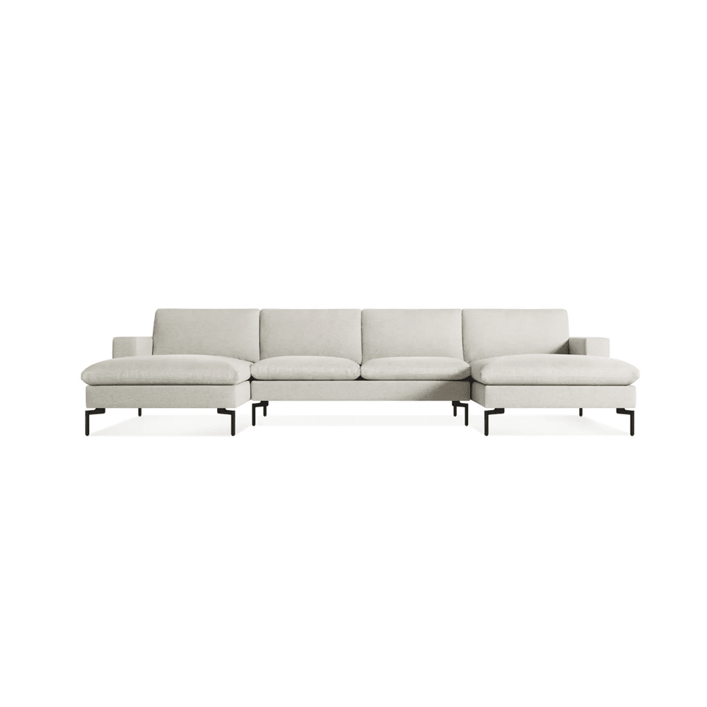 New Standard Sectional - U-Shaped Sofa BluDot Maharam Mode in Clavicle - Black Legs 