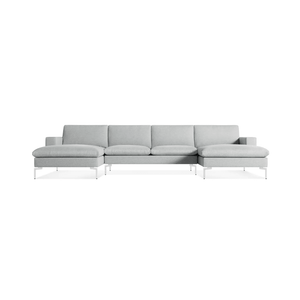 New Standard Sectional - U-Shaped Sofa BluDot Maharam Mode in Intaglio - White Legs 
