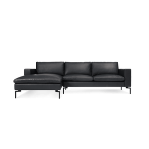 New Standard Sofa with Chaise Sofa BluDot Left Granite Leather - Black Legs 