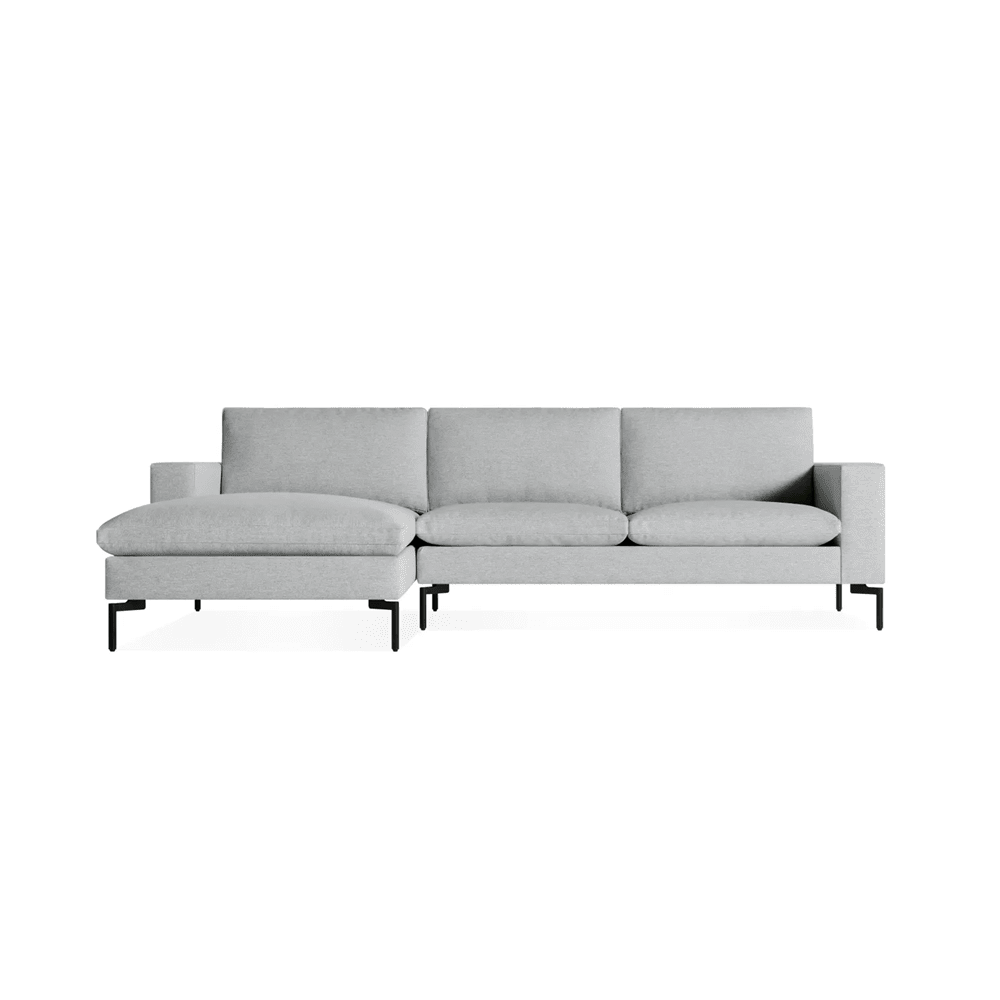 New Standard Sofa with Chaise Sofa BluDot Left Maharam Mode in Intaglio - Black Legs 