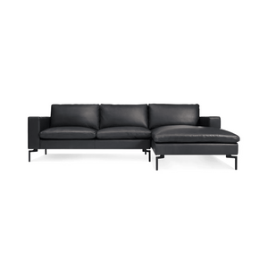 New Standard Sofa with Chaise Sofa BluDot Right Granite Leather - Black Legs 