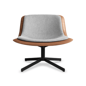 Nonesuch Swivel Leather Lounge Chair lounge chair BluDot Walnut / Vesper Light Grey 