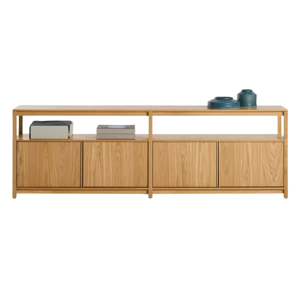 Open Plan Long and Low Bookcase with Storage
