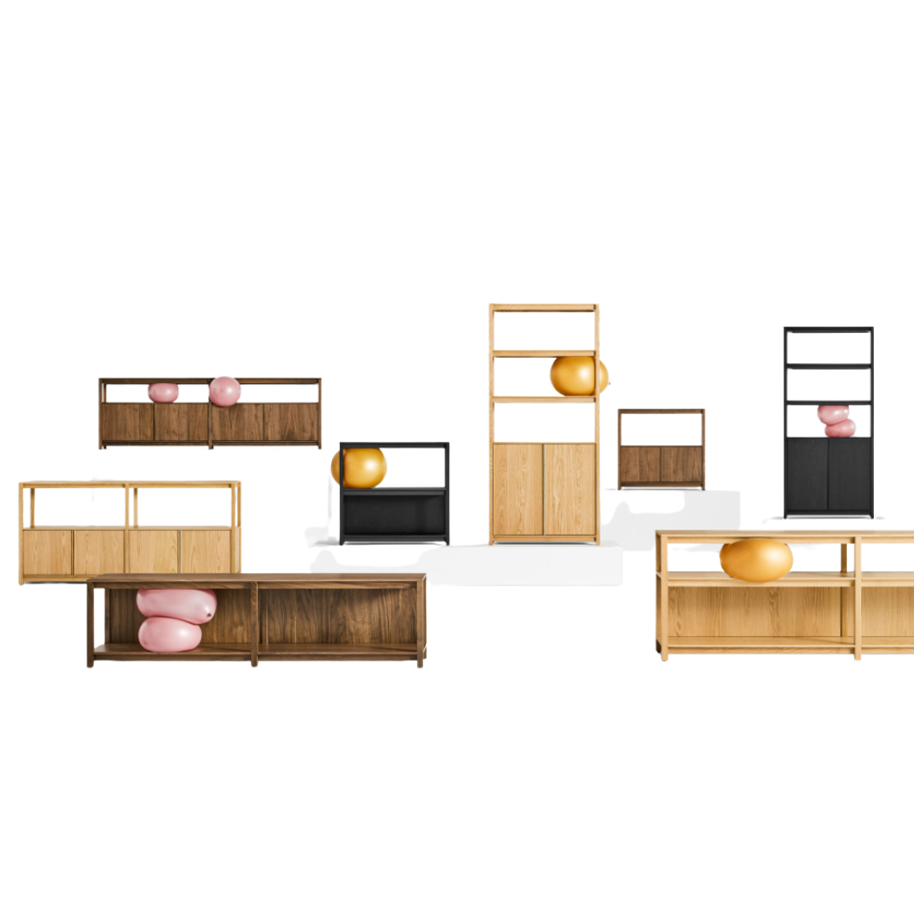 Open Plan Small Low Bookcase with Storage