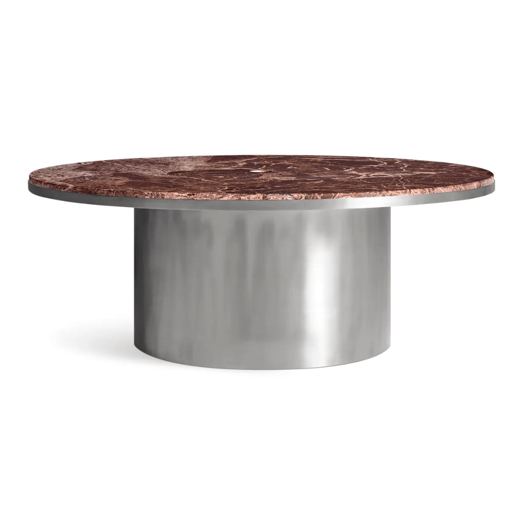 Plateau Coffee Table Coffee Tables BluDot Cherry Marble w/ Stainless Steel Base 