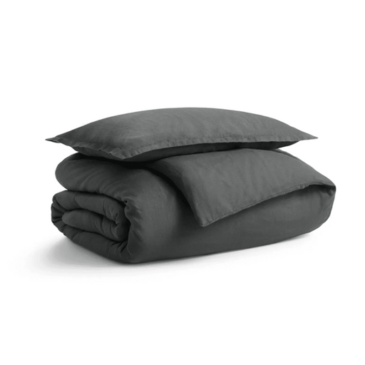 Blu Dot Stone Washed Linen Duvet Set Blu Dot - Beds BluDot Twin Charcoal 