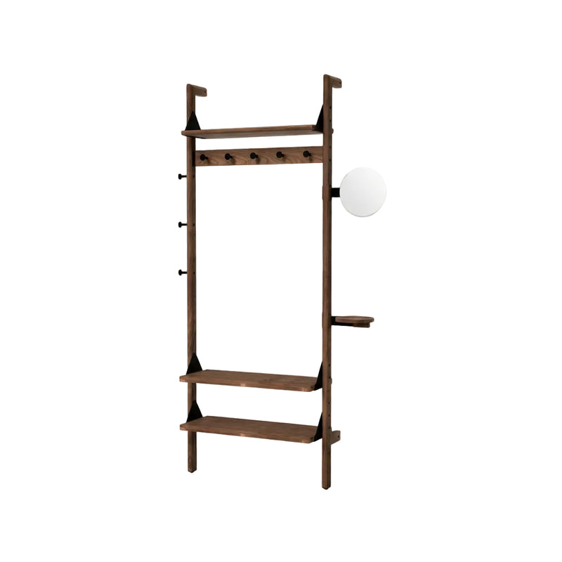 Gus Modern Branch-1 Entryway Unit — Walnut Uprights Black Brackets Walnut Shelves
