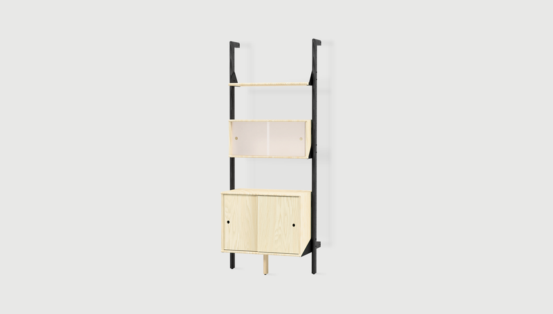 Gus Modern Branch-1 Multi Storage Unit — Black Uprights Black Brackets Blonde Shelves