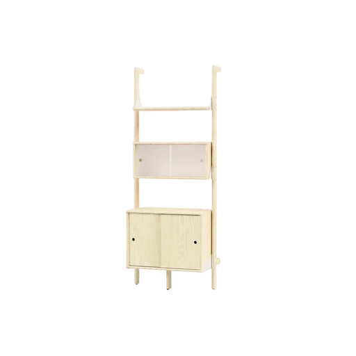 Gus Modern Branch-1 Multi Storage Unit — Blonde Uprights White Brackets Blonde Shelves