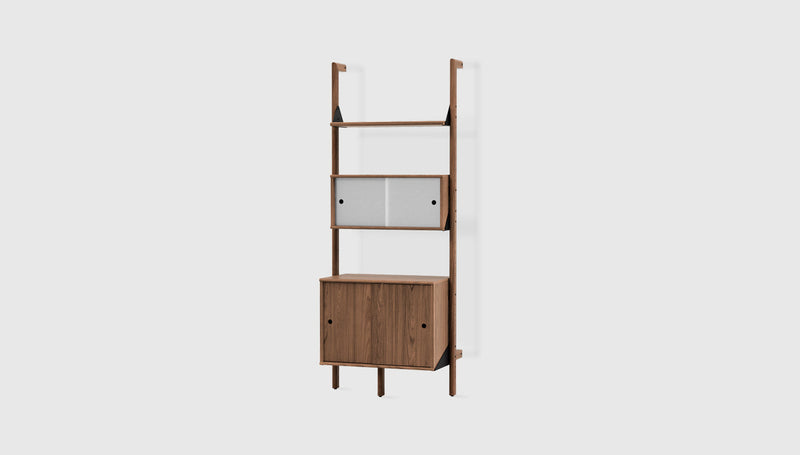 Gus Modern Branch-1 Multi Storage Unit — Walnut Uprights Black Brackets Walnut Shelves