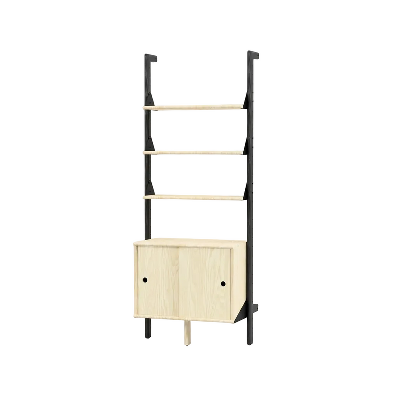 Gus Modern Branch-1 Storage Unit — Black Uprights Black Brackets Blonde Shelves