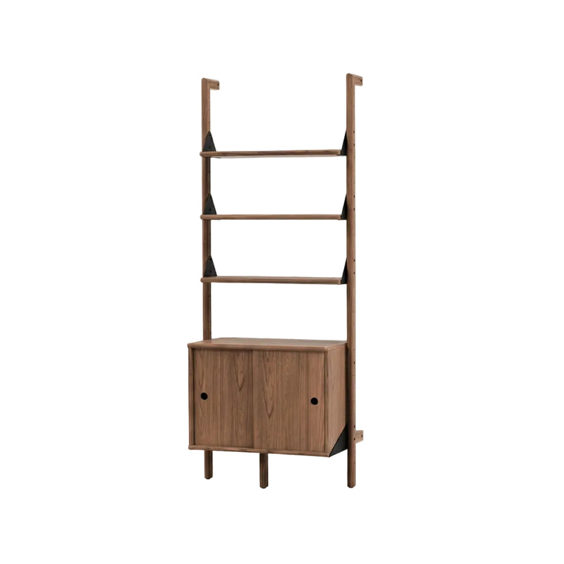 Gus Modern Branch-1 Storage Unit — Walnut Uprights Black Brackets Walnut Shelves