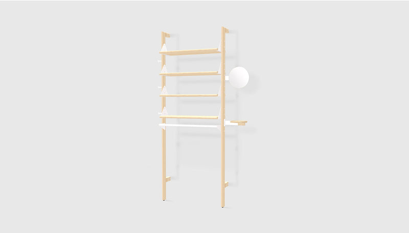 Gus Modern Branch-1 Display Unit — Blonde Uprights White Brackets Blonde Shelves
