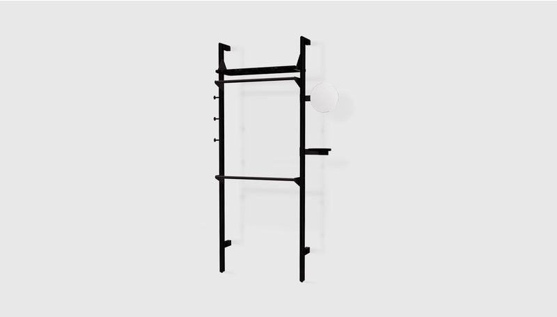 Gus Modern Branch-1 Wardrobe Unit — Black Uprights Black Brackets Black Shelves