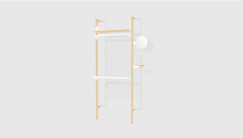 Gus Modern Branch-1 Wardrobe Unit — Blonde Uprights White Brackets Blonde Shelves