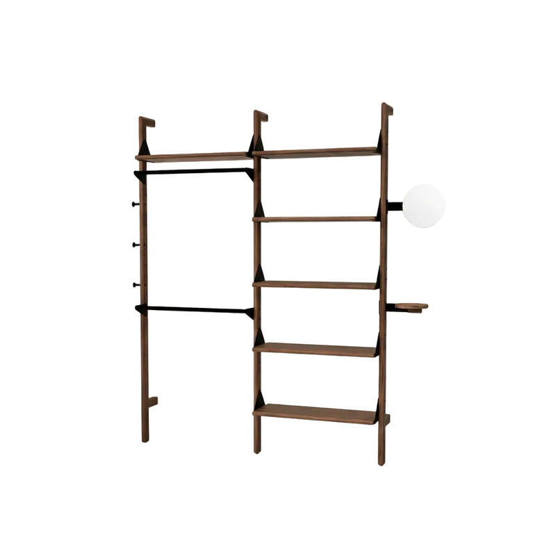 Gus Modern Branch-2 Display Unit — Walnut Uprights Black Brackets Walnut Shelves