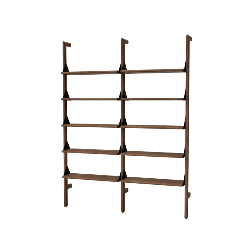 Gus Modern Branch-2 Shelving Unit — Walnut Uprights Black Brackets Walnut Shelves