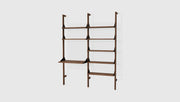 Gus Modern Branch-2 Shelving Unit with Desk — Walnut Uprights Black Brackets Walnut Shelves