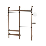 Gus Modern Branch-2 Wardrobe Unit — Walnut Uprights Black Brackets Walnut Shelves