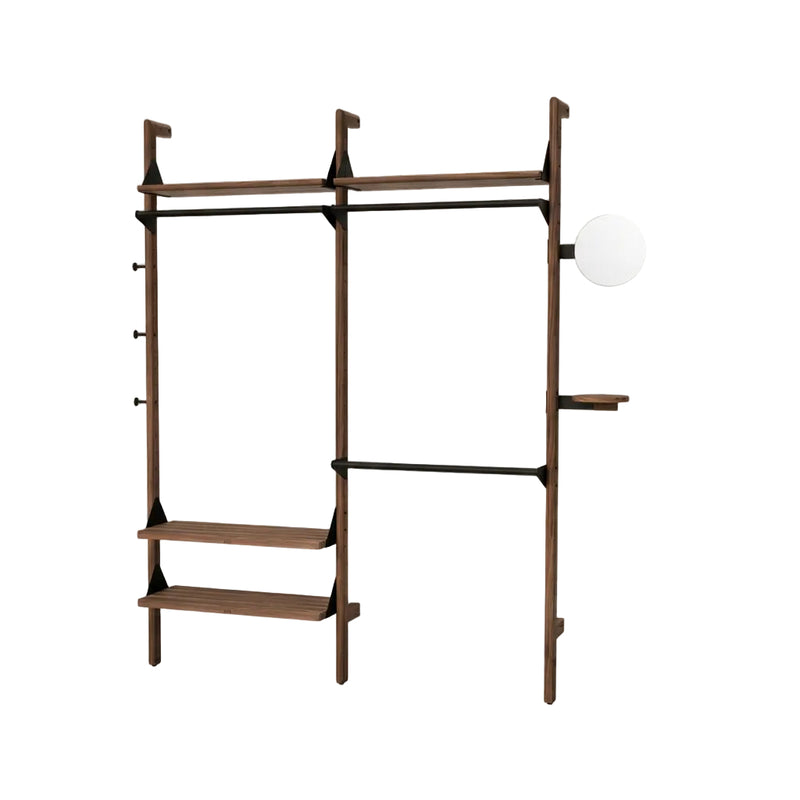 Gus Modern Branch-2 Wardrobe Unit — Walnut Uprights Black Brackets Walnut Shelves