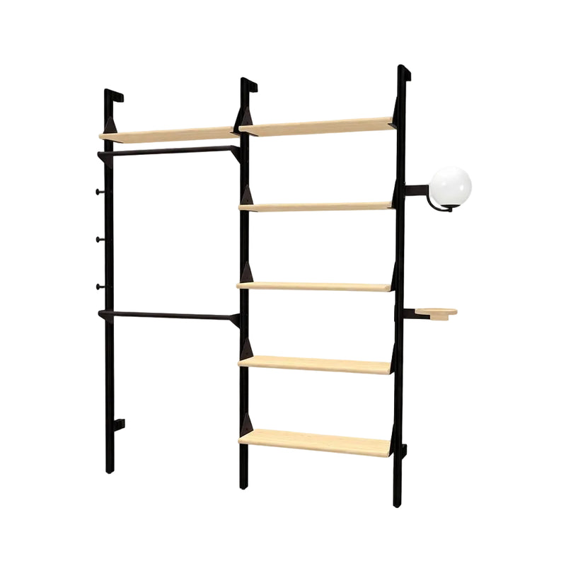 Gus Modern Branch-2 Display Unit — Black Uprights Black Brackets Blonde Shelves