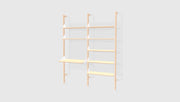 Gus Modern Branch-2 Shelving Unit with Desk — Blonde Uprights White Brackets Blonde Shelves