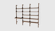 Gus Modern Branch-3 Shelving Unit with Desk — Walnut Uprights Black Brackets Walnut Shelves