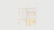 Gus Modern Branch-2 Multi Storage Unit with Desk — Blonde Uprights White Brackets Blonde Shelves
