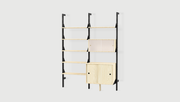 Gus Modern Branch-2 Multi Storage Unit with Shelves — Black Uprights Black Brackets Blonde Shelves