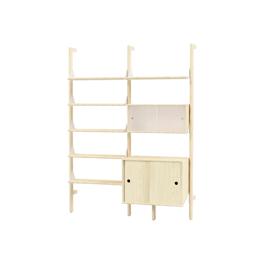Gus Modern Branch-2 Multi Storage Unit with Shelves — Blonde Uprights White Brackets Blonde Shelves