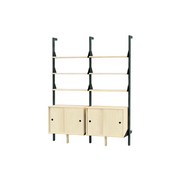 Gus Modern Branch-2 Storage Unit — Black Uprights Black Brackets Blonde Shelves