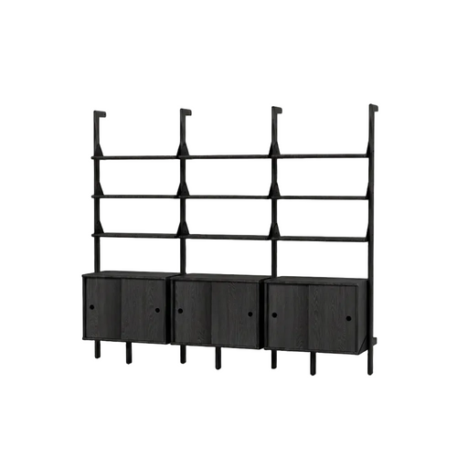 Gus Modern Branch-3 Storage Unit — Black Uprights Black Brackets Black Shelves