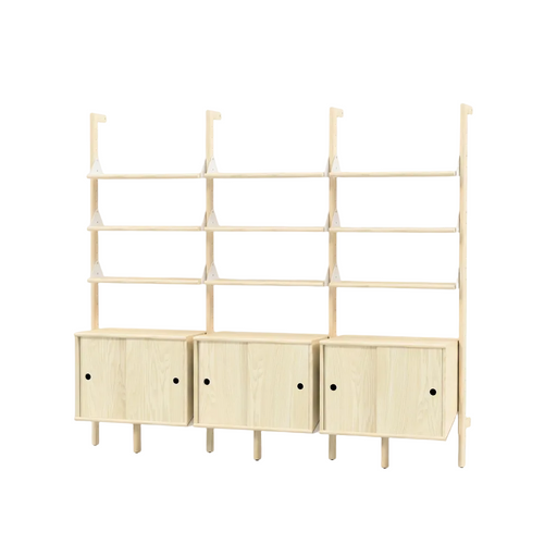Gus Modern Branch-3 Storage Unit — Blonde Uprights White Brackets Blonde Shelves