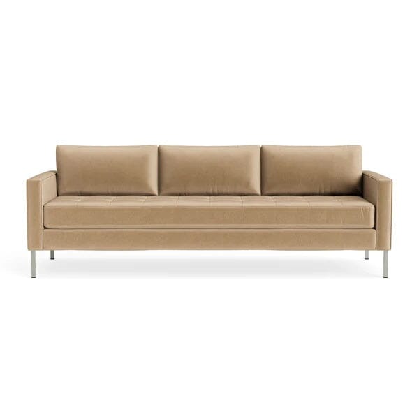Paramount 95" Sofa Sofa BluDot Camel Velvet Stainless Steel 