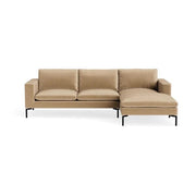 New Standard Sofa with Chaise Sofa BluDot Right Camel Velvet - Black Legs 