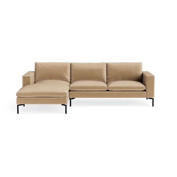 New Standard Sofa with Chaise Sofa BluDot Left Camel Velvet - Black Legs 