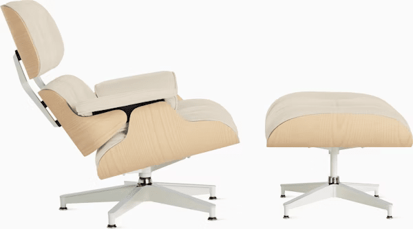 Eames Lounge Chair & Ottoman in White Ash lounge chair herman miller 