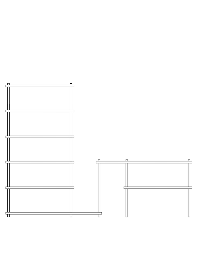 Elevate Shelving System Modular storage Woud Configuration 13 White Pigmented Oak 