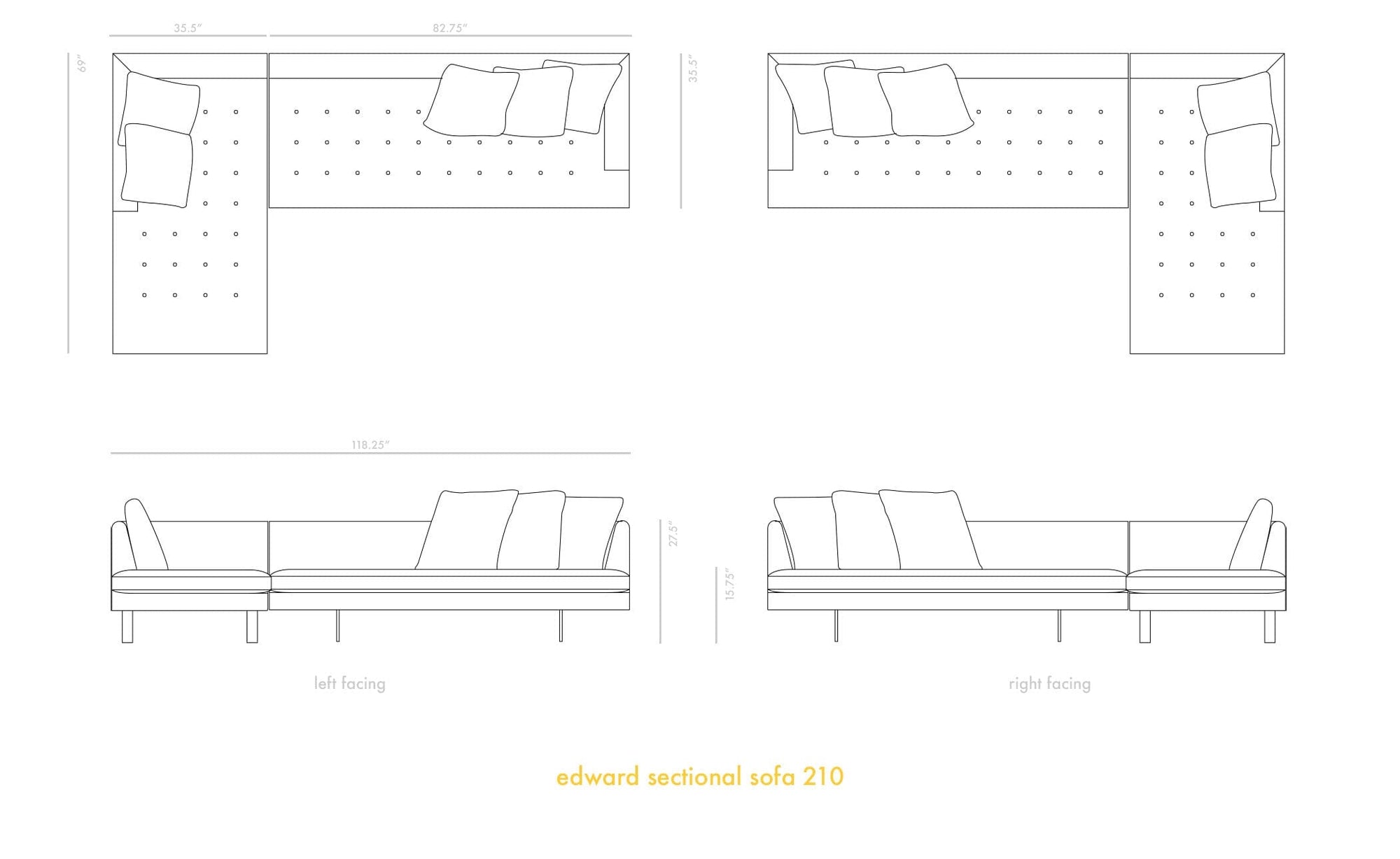 Edward Sectional Sofa 210 Sofa Bensen 