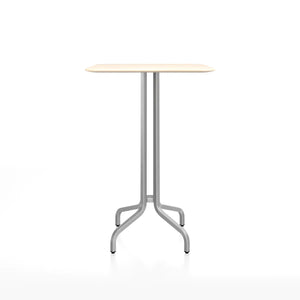Emeco 1 Inch Bar Table - Rectangular Top bar seating Emeco Brushed Aluminum Accoya Wood 
